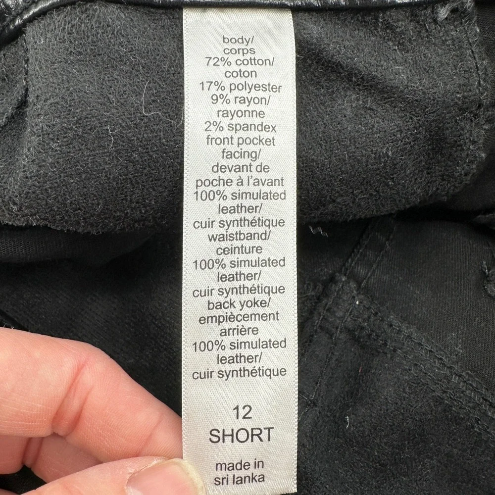 Maurices M Jeans Womens 12 Short Slim Straight Ankle Faux Leather Trim Black